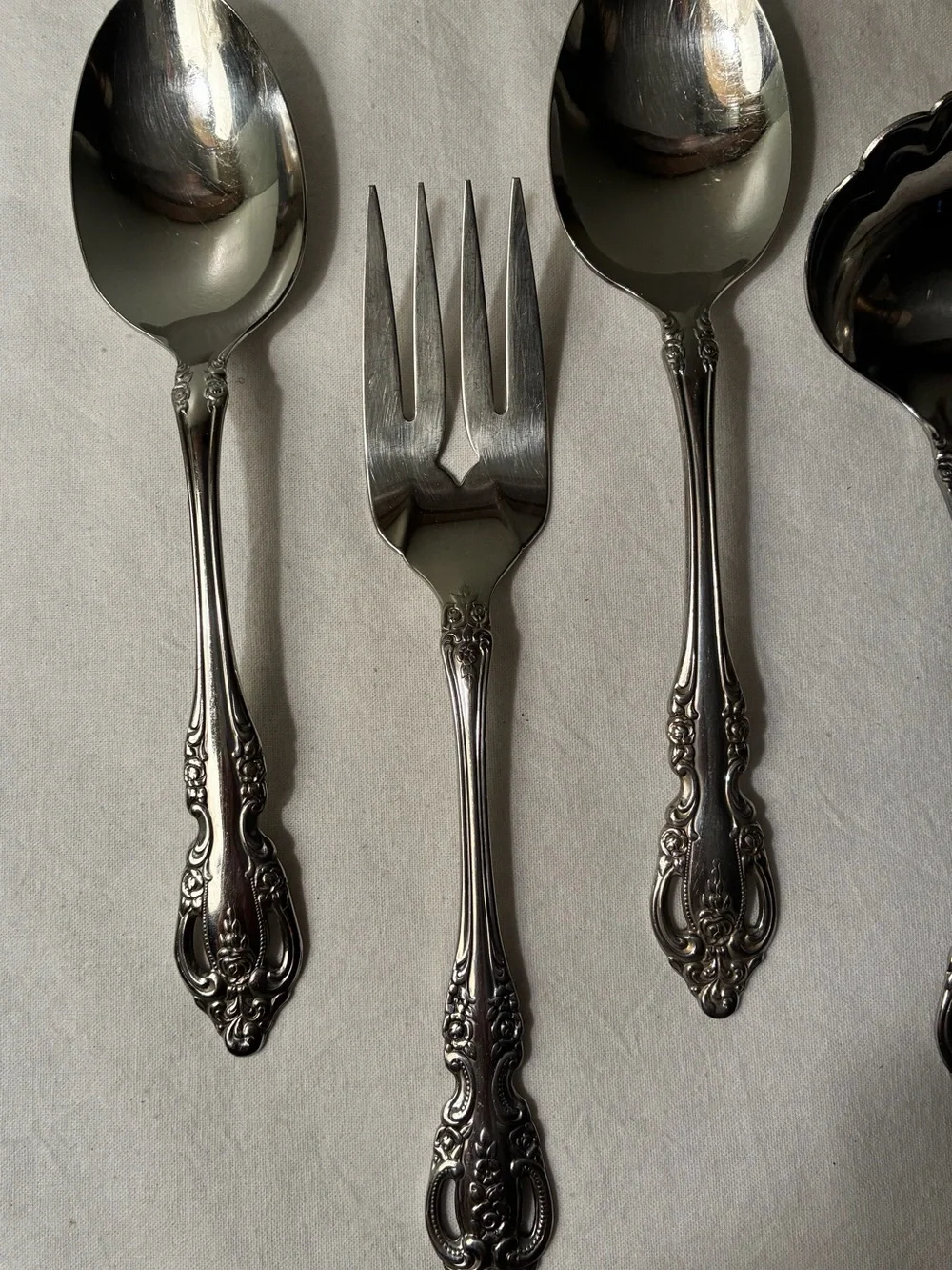 Oneida Community Stainless Serving Flatware  Possibly Brahms Spoons Ladle Fork